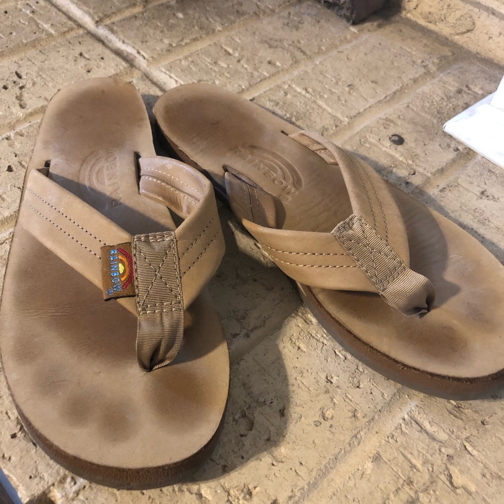 Rainbow flip flops ladies 8